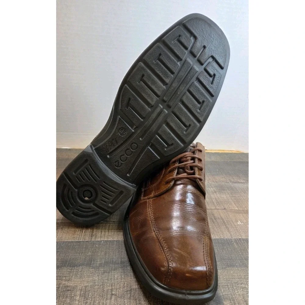ECCO Mens Helsinki Bicycle Toe Tie Cocoa Brown Leather Oxfords Eur 43 US 9--10.5